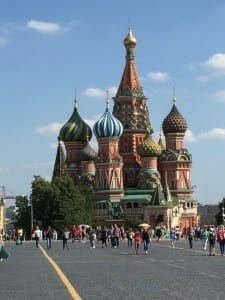 Catedral de São Basílio vista da Praça Vermelha, Moscou, Russia.