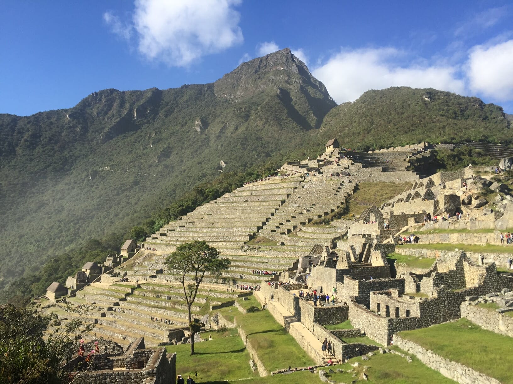 A cidadela com a Montanha Machu Picchu ao fundo, Peru
