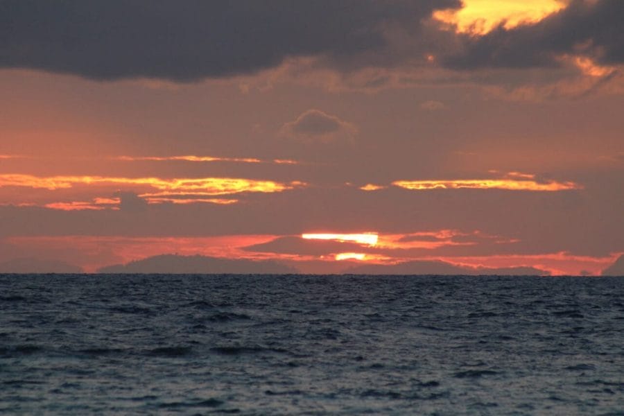 Koh Lipe: the Maldives of Thailand 17 Sunrise at Sunrise Beach, Thailand, and the orange-yellowish sky