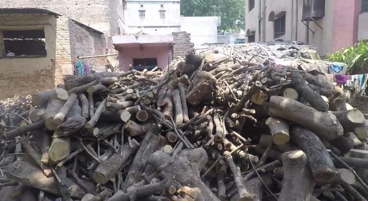 piles of wood that are used to burn the dead bodies