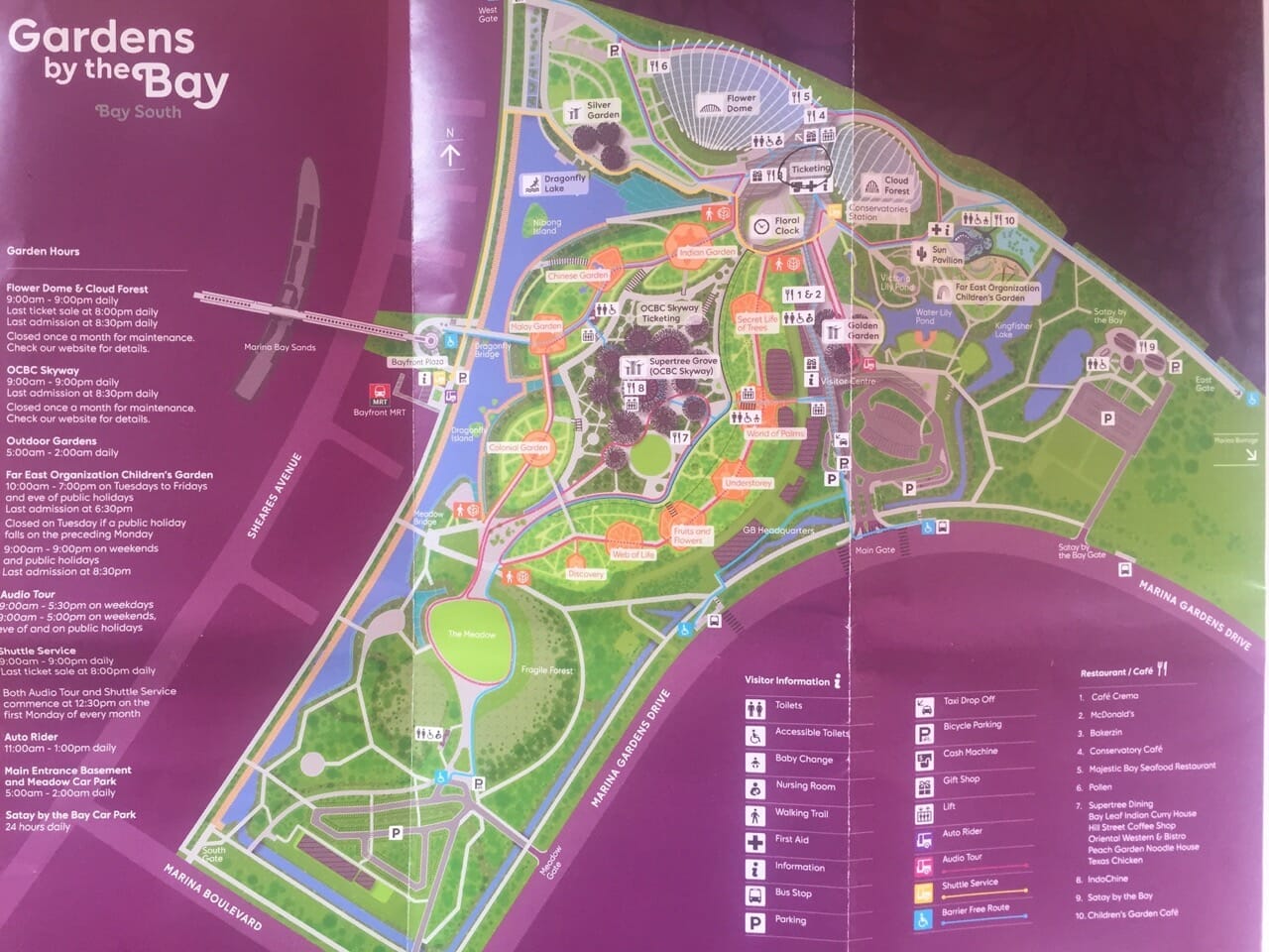 a printed map of the Gardens by the Bay