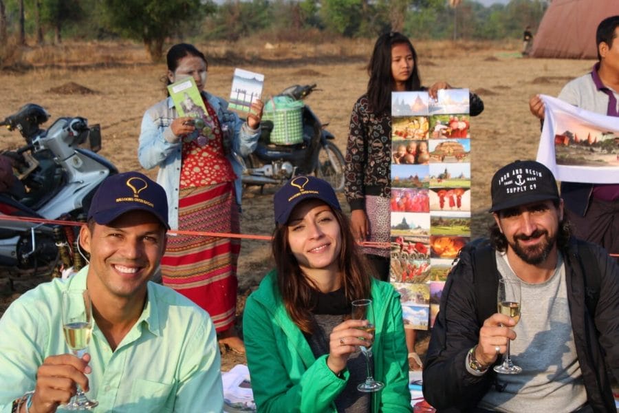 Riding a Hot Air Balloon in Bagan, Myanmar 12 A toast to celebrate this special moment.