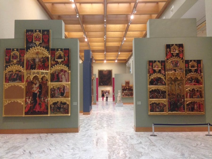 Huge Valencian Gothic paintings at the Fine Art Museum in the city of Valencia, Spain