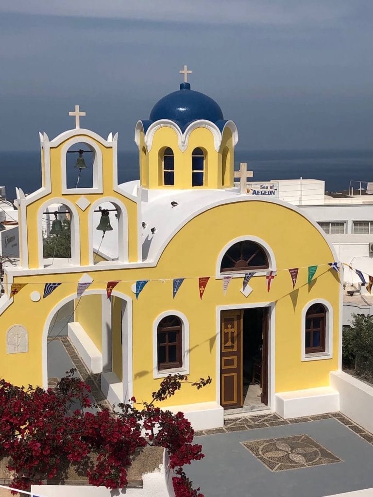 Saint Constantine and Santa Helena Church, near the Foklore Museum, in Santorini, Greece