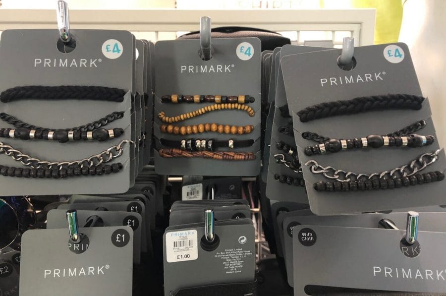 Some bracelets for men made with different materials sold at Primark