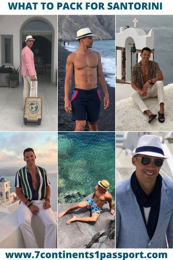 What to Wear in Santorini – Best Men's Outfits for Greece 12 a man wearing different outfits in Santorini, Greece