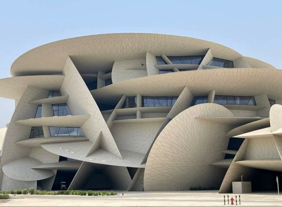 The façade of the National Museum of Qatar, Doha, Qatar
