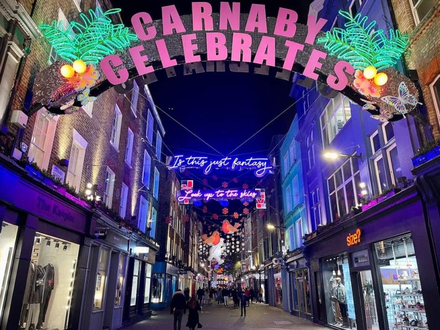 Decoração de natal da Carnaby Street de 2022