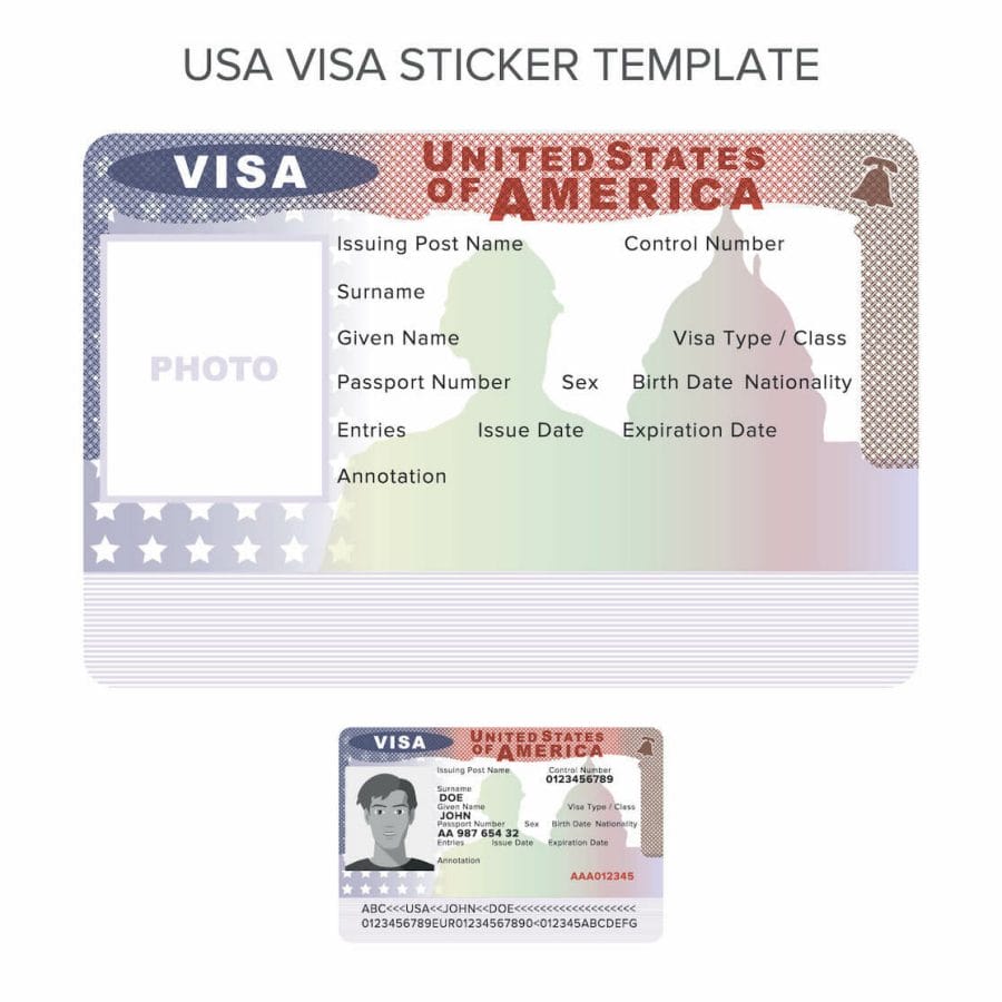 A USA Visa sticker template