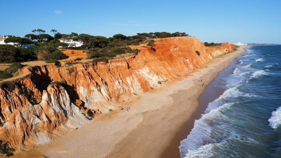 7 Most Beautiful & Best Beaches in Albufeira 11 Aerial view over Praia da Falésia, Albufeira, Algarve, Portugal