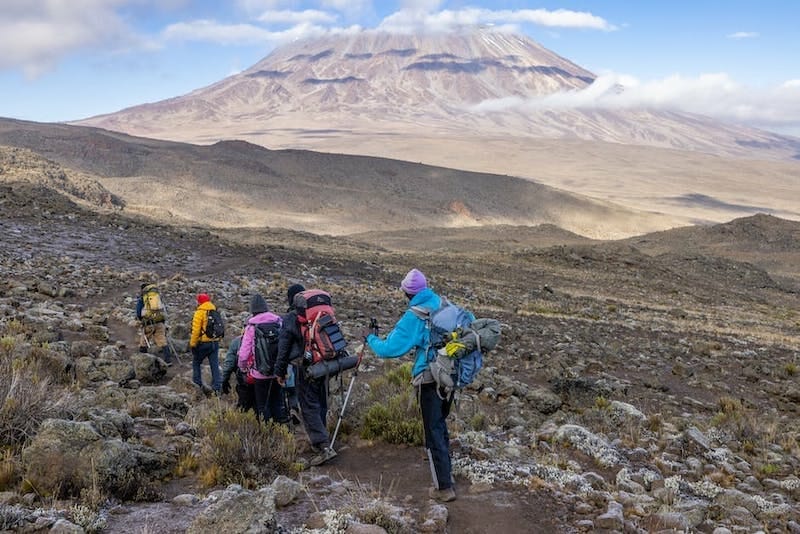 People trekking to Kilimanjaro, Tanzania
