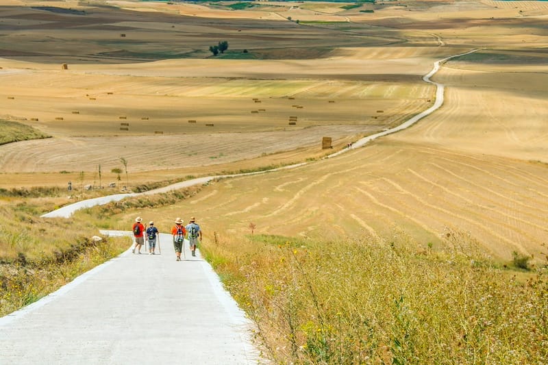 Picturesque countryside in Northern Spain, Europe. Famous Camino de Santiago walking road