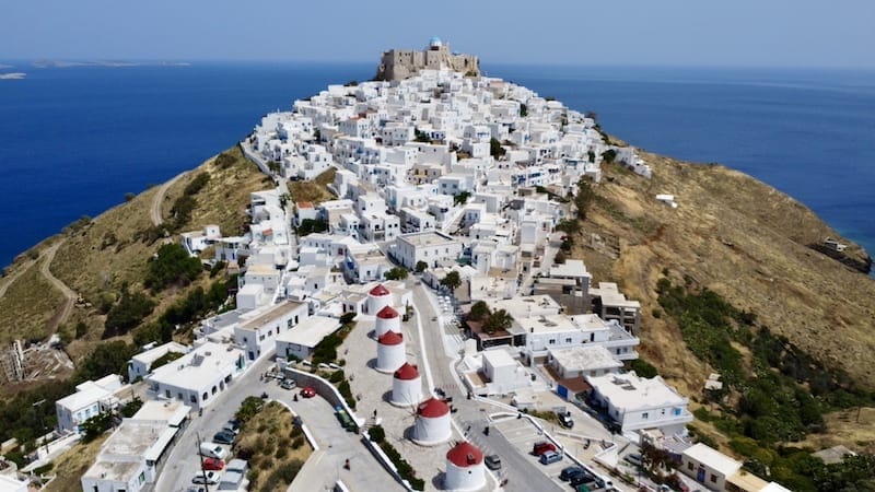Aerial view over Astypalea, Greece